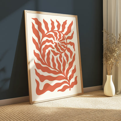 Premium Poster of Abstract Floral Waves in Red and White Art Posters