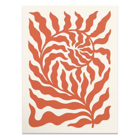 Premium Poster of Abstract Floral Waves in Red and White Art Posters