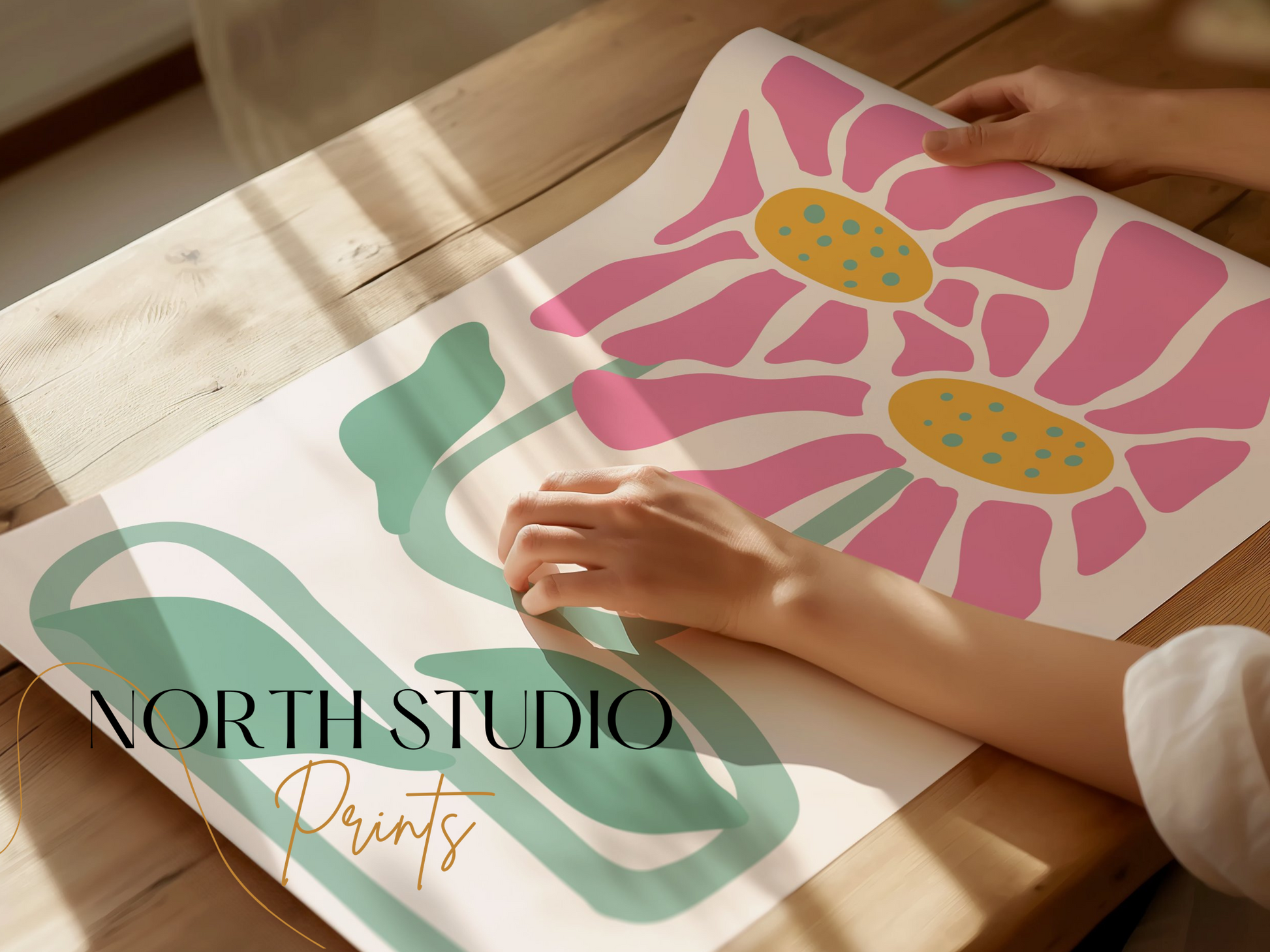Premium Poster of Abstract Flower Duo Vibrant Art Printed Posters