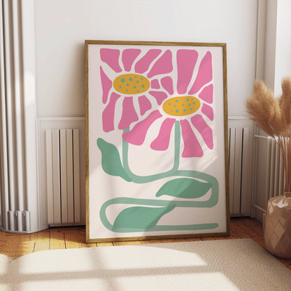 Premium Poster of Abstract Flower Duo Vibrant Art Printed Posters