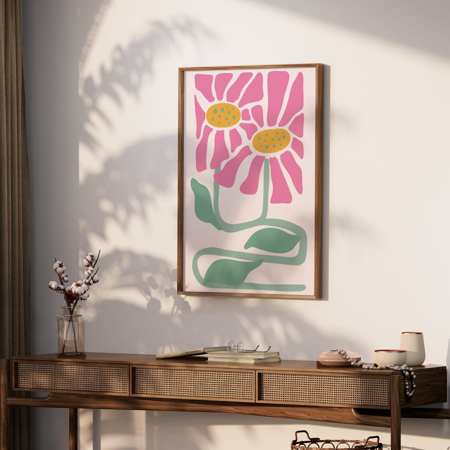 Premium Poster of Abstract Flower Duo Vibrant Art Printed Posters