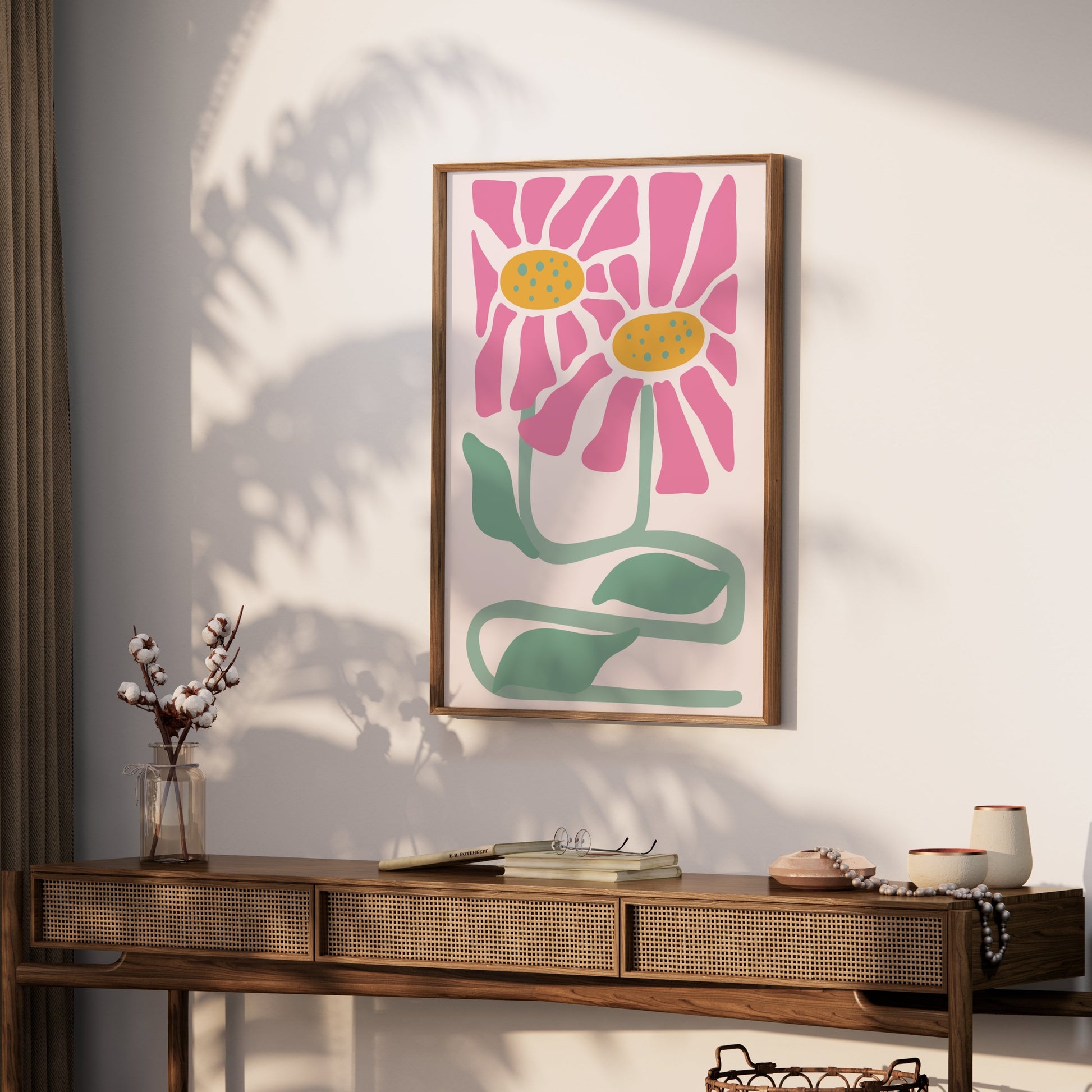 Premium Poster of Abstract Flower Duo Vibrant Art Printed Posters