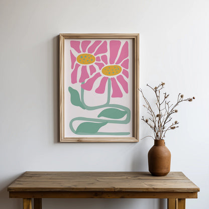 Premium Poster of Abstract Flower Duo Vibrant Art Printed Posters