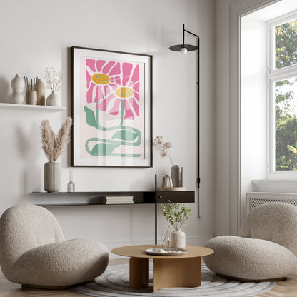 Premium Poster of Abstract Flower Duo Vibrant Art Printed Posters
