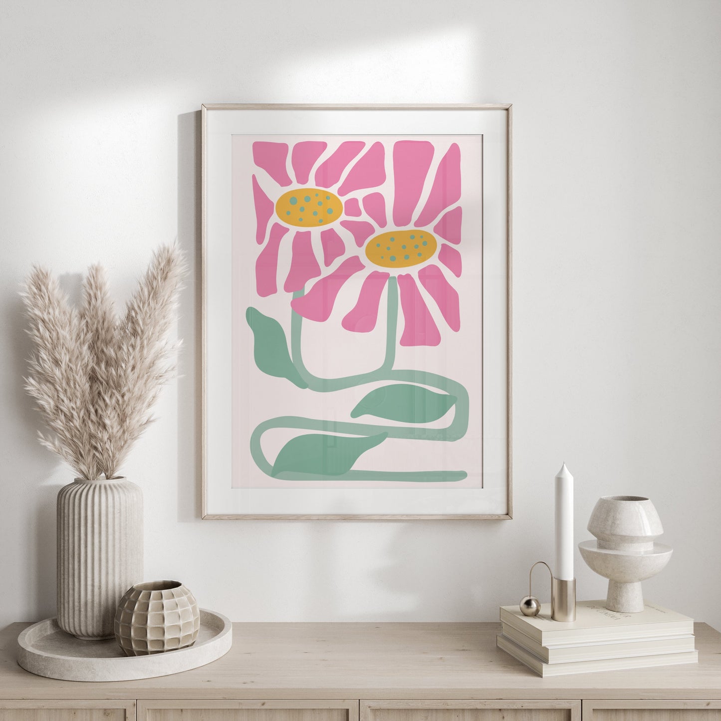 Premium Poster of Abstract Flower Duo Vibrant Art Printed Posters