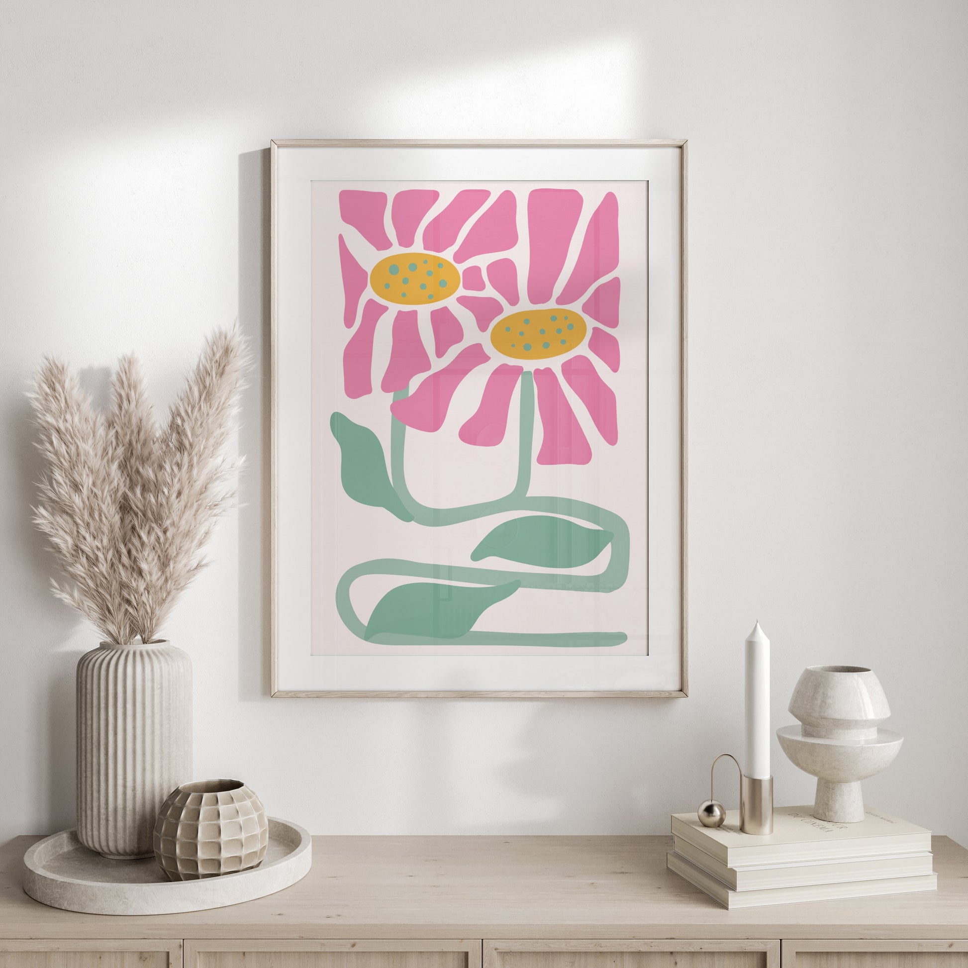 Premium Poster of Abstract Flower Duo Vibrant Art Printed Posters