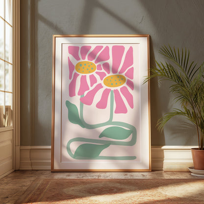 Premium Poster of Abstract Flower Duo Vibrant Art Printed Posters