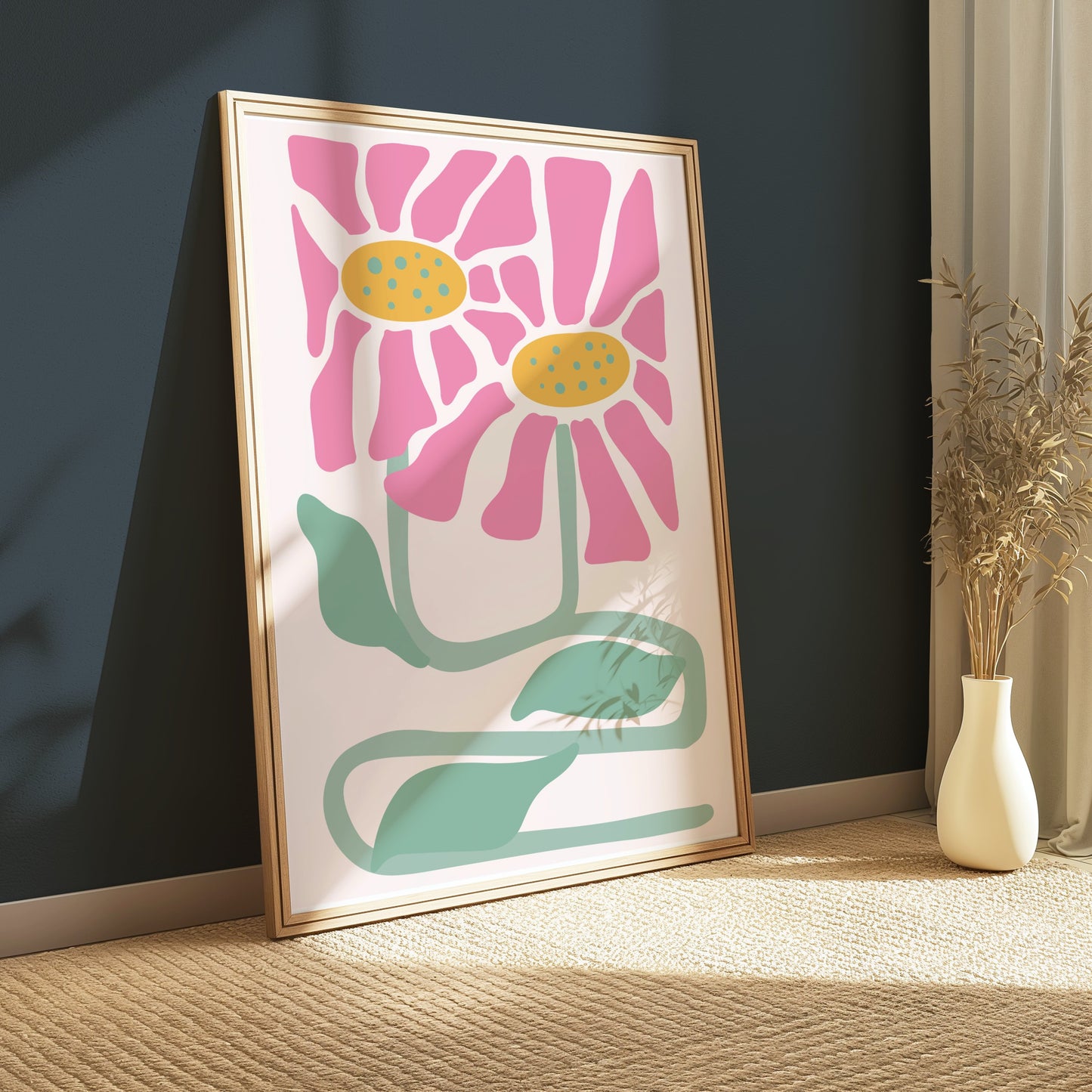 Premium Poster of Abstract Flower Duo Vibrant Art Printed Posters