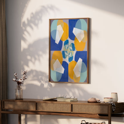 Premium Poster of Abstract Geometric Art Blue and Yellow Design Posters