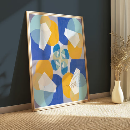 Premium Poster of Abstract Geometric Art Blue and Yellow Design Posters