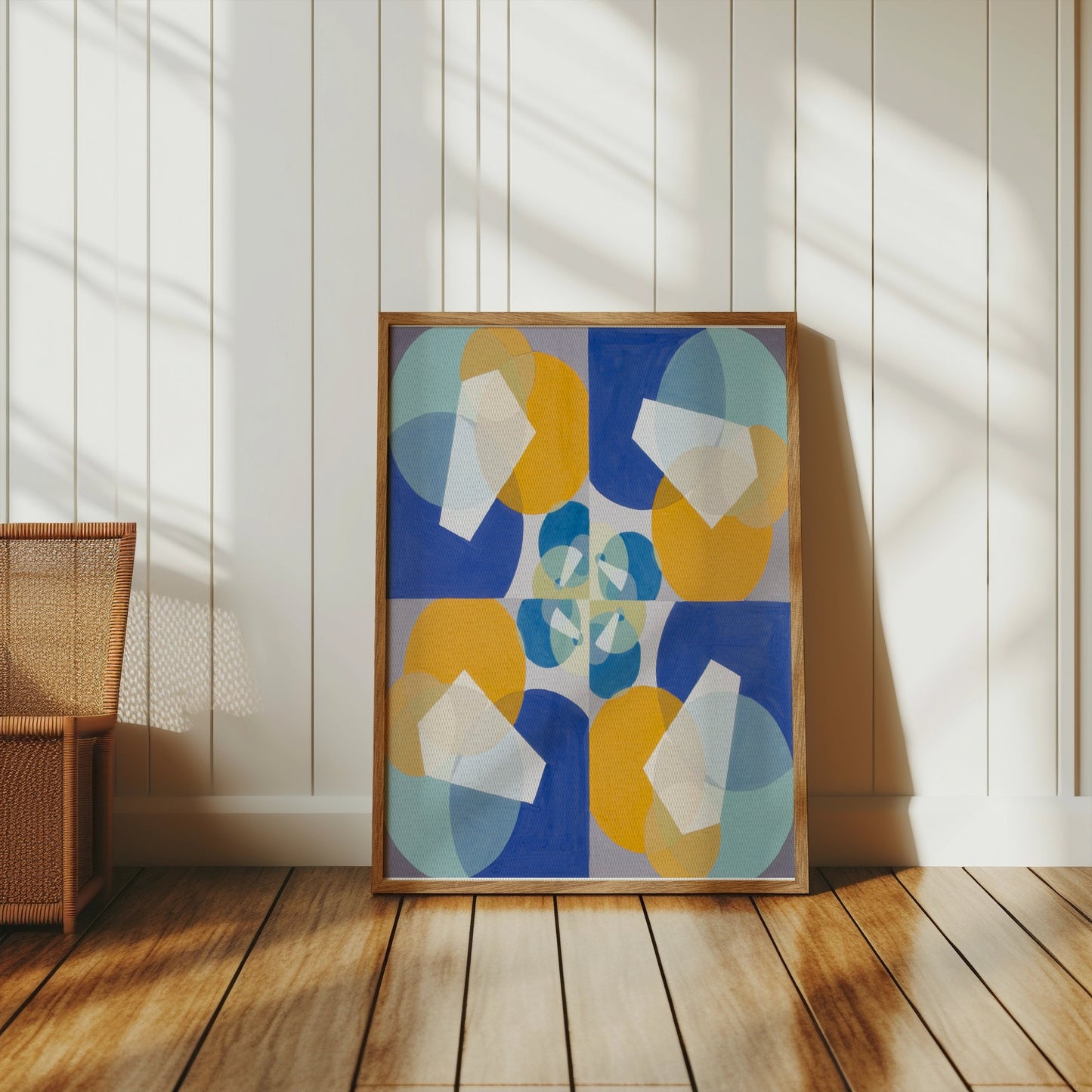 Premium Poster of Abstract Geometric Art Blue and Yellow Design Posters
