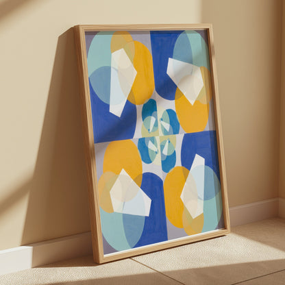Premium Poster of Abstract Geometric Art Blue and Yellow Design Posters