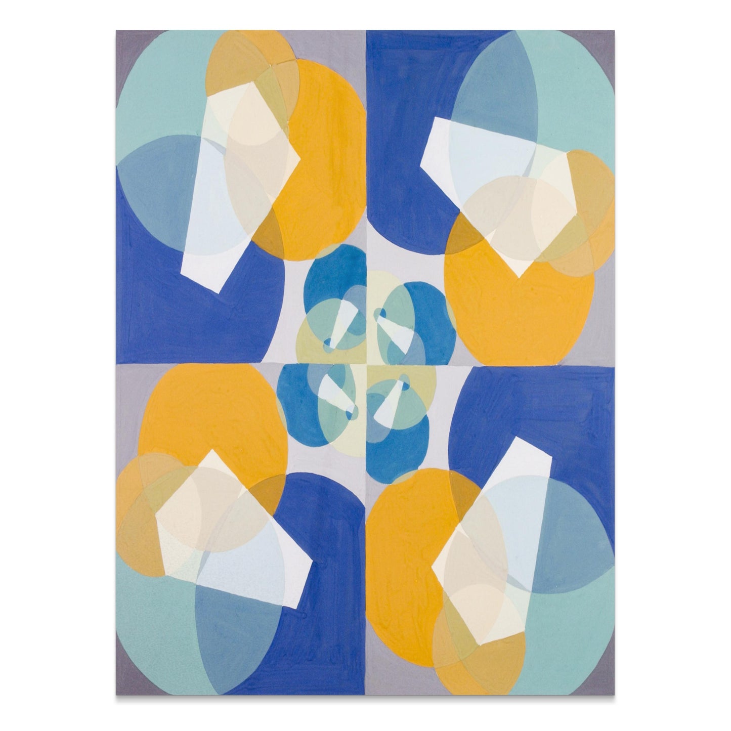 Premium Poster of Abstract Geometric Art Blue and Yellow Design Posters