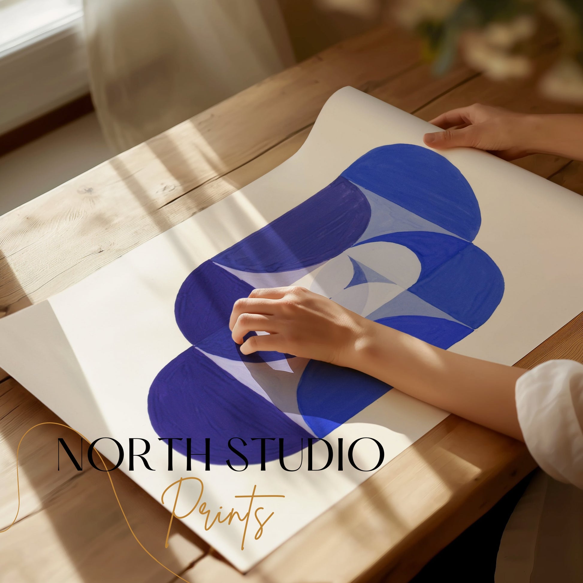 Premium Poster of Abstract Geometric Blue Purple Patterns Art Posters
