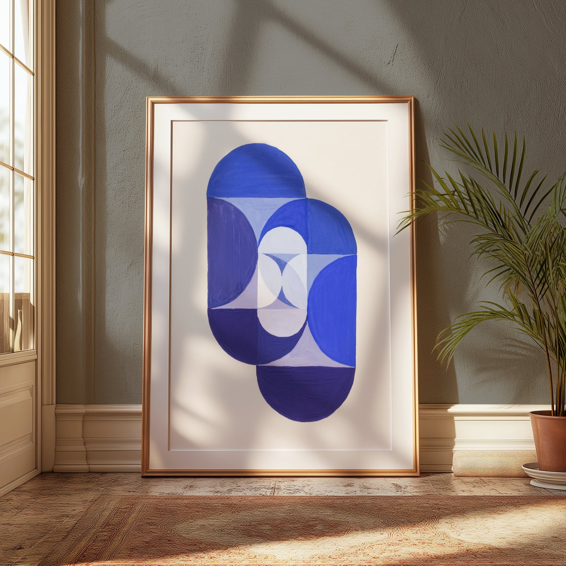 Premium Poster of Abstract Geometric Blue Purple Patterns Art Posters