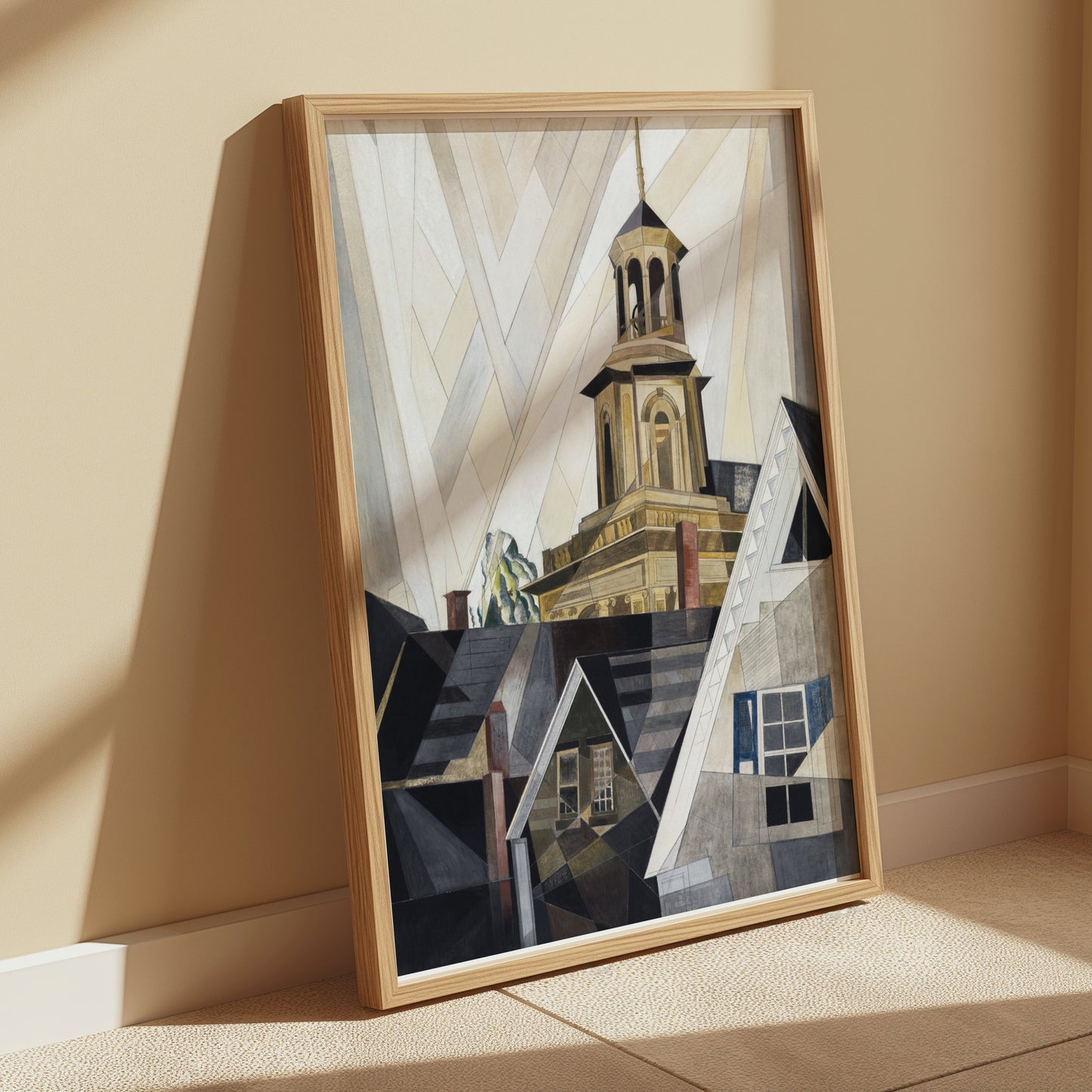 Premium Poster of Abstract Geometric Church on Hill Art Print Posters