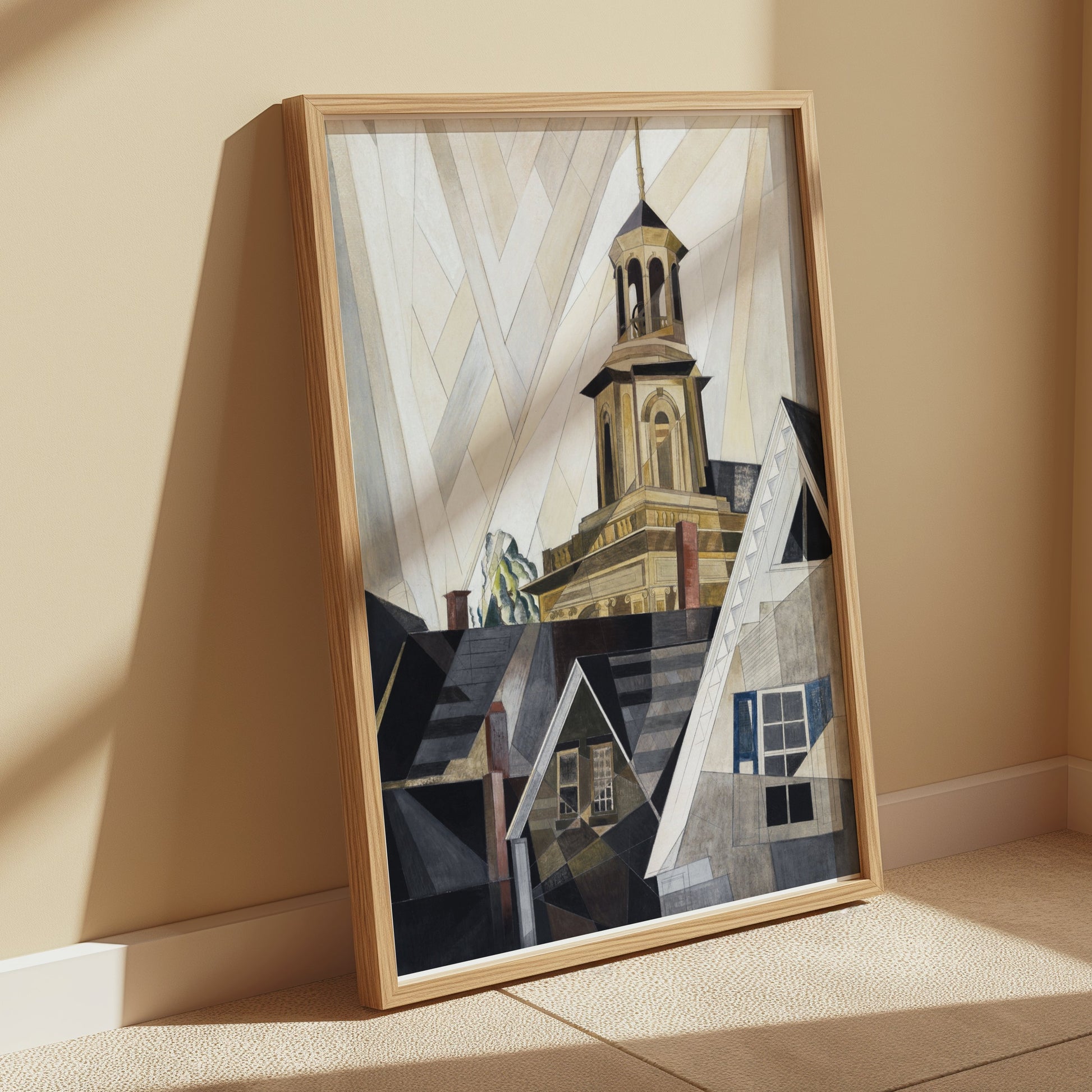 Premium Poster of Abstract Geometric Church on Hill Art Print Posters