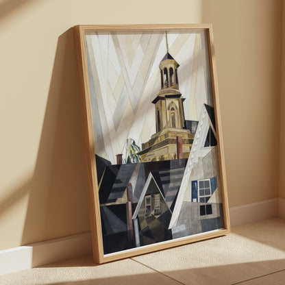 Premium Poster of Abstract Geometric Church on Hill Art Print Posters
