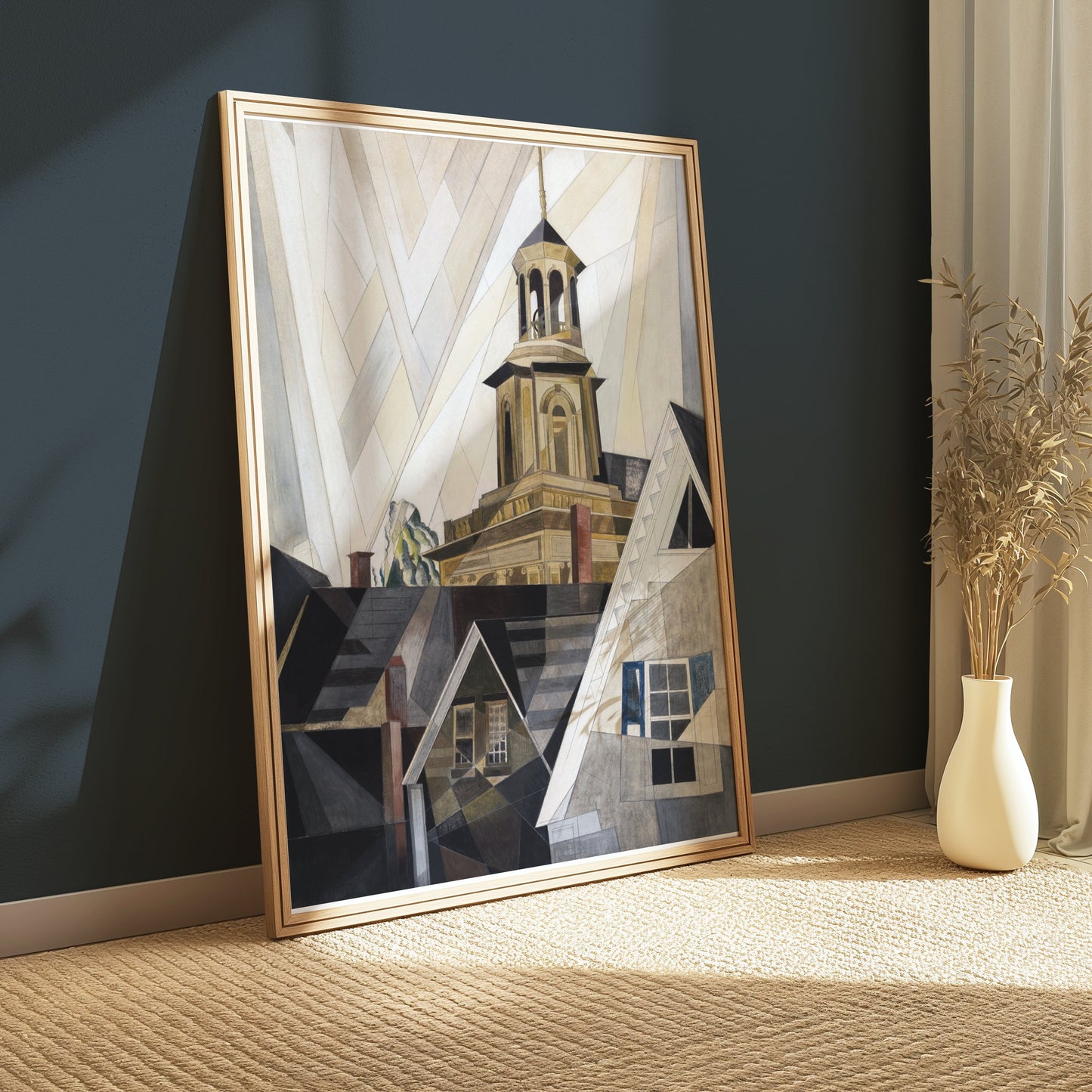 Premium Poster of Abstract Geometric Church on Hill Art Print Posters