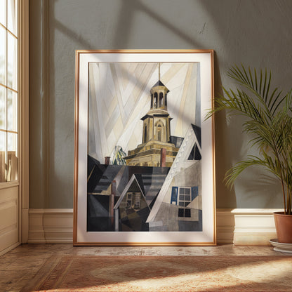 Premium Poster of Abstract Geometric Church on Hill Art Print Posters
