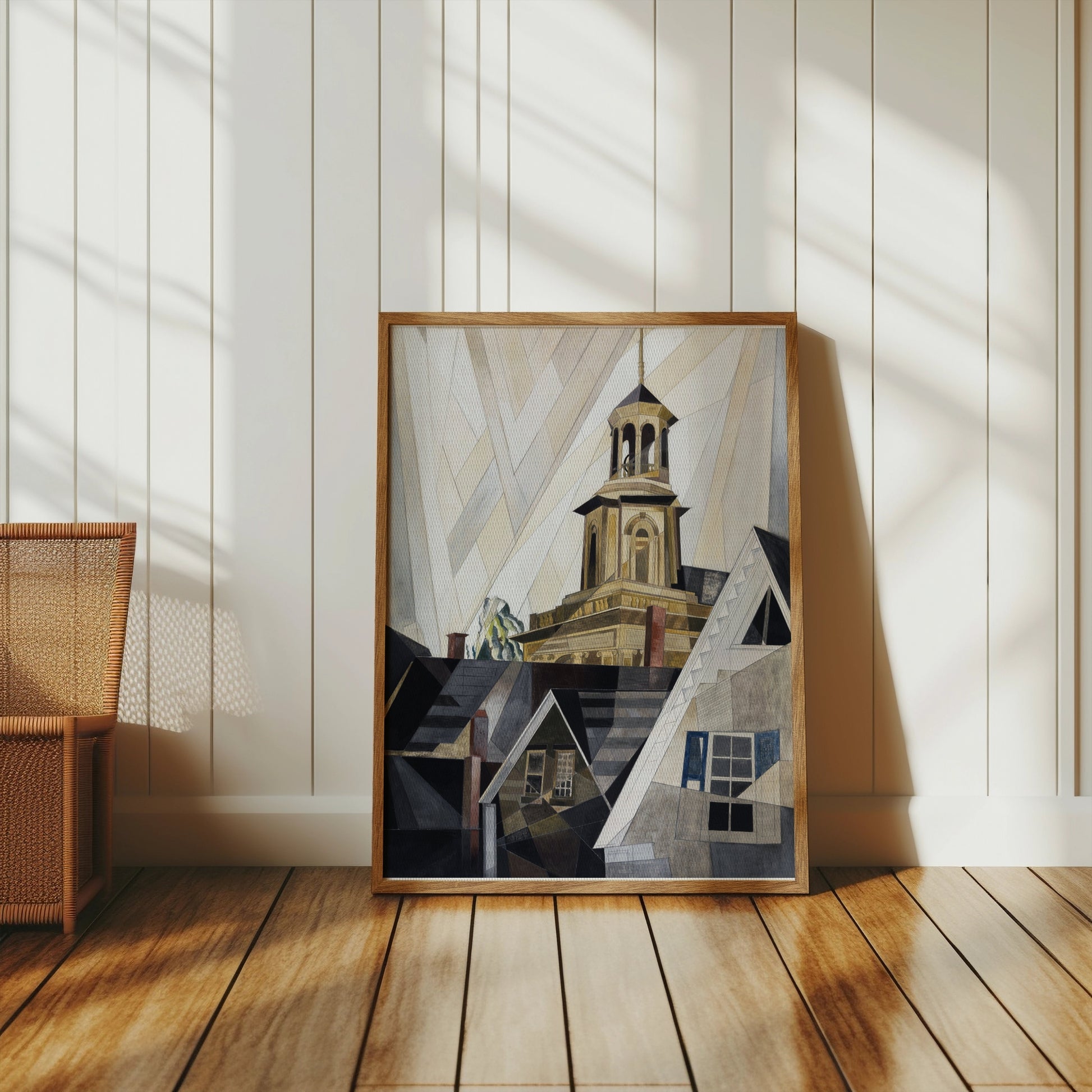 Premium Poster of Abstract Geometric Church on Hill Art Print Posters