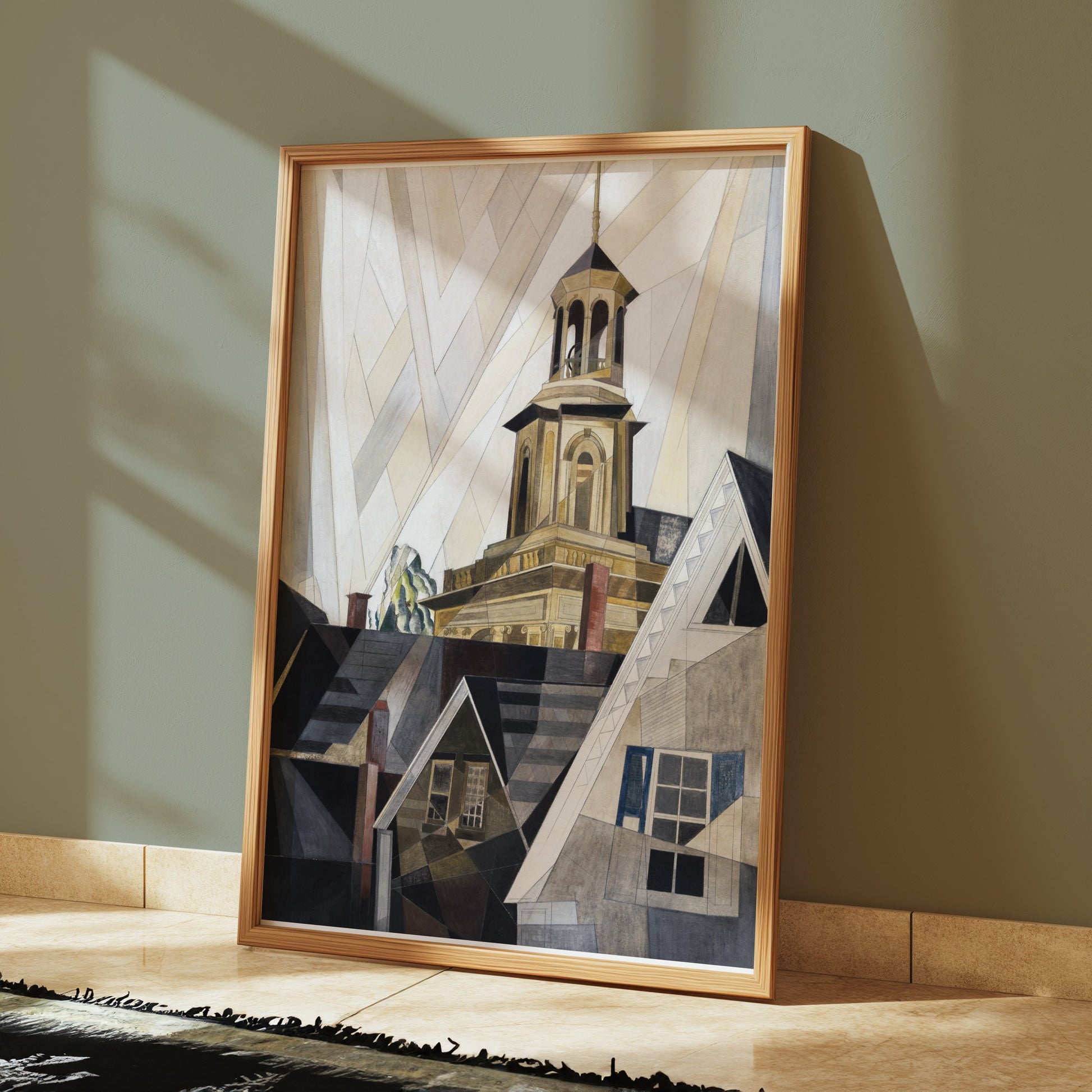 Premium Poster of Abstract Geometric Church on Hill Art Print Posters