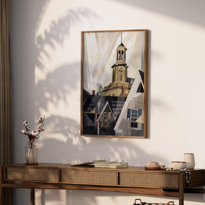 Premium Poster of Abstract Geometric Church on Hill Art Print Posters