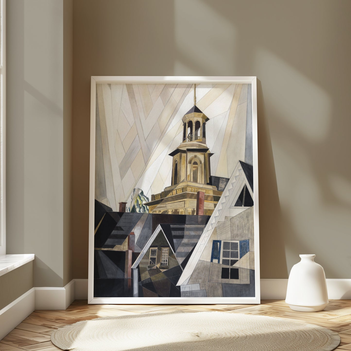 Premium Poster of Abstract Geometric Church on Hill Art Print Posters