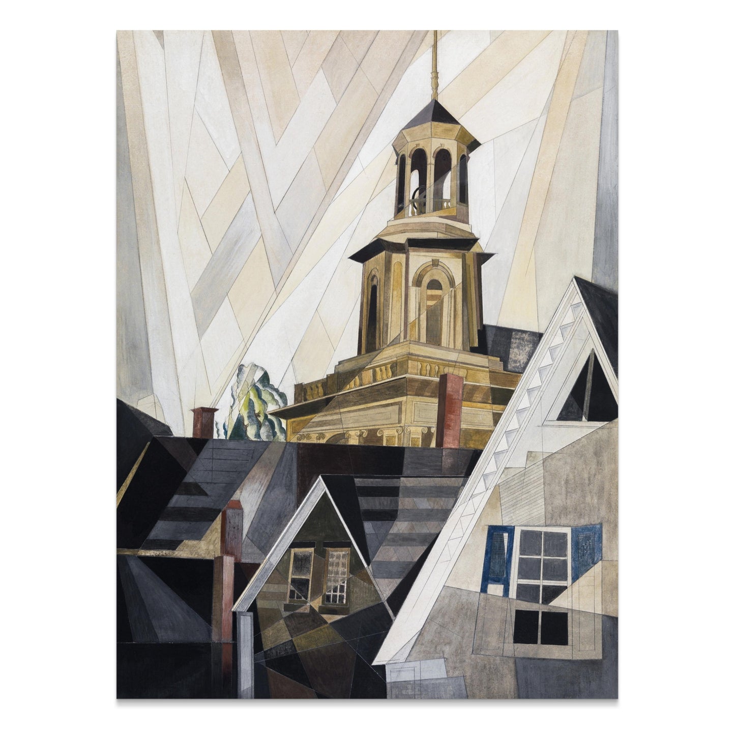 Premium Poster of Abstract Geometric Church on Hill Art Print Posters