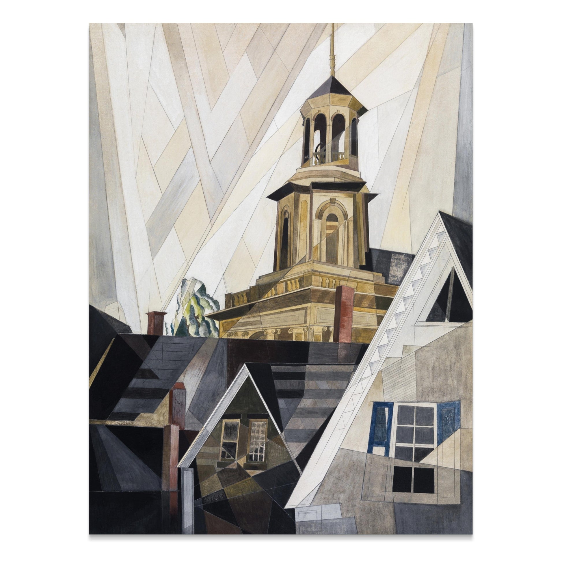 Premium Poster of Abstract Geometric Church on Hill Art Print Posters