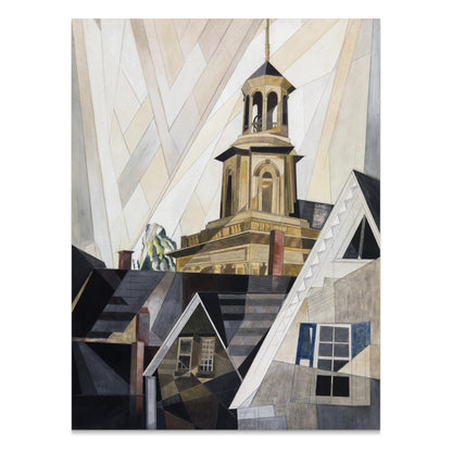 Premium Poster of Abstract Geometric Church on Hill Art Print Posters
