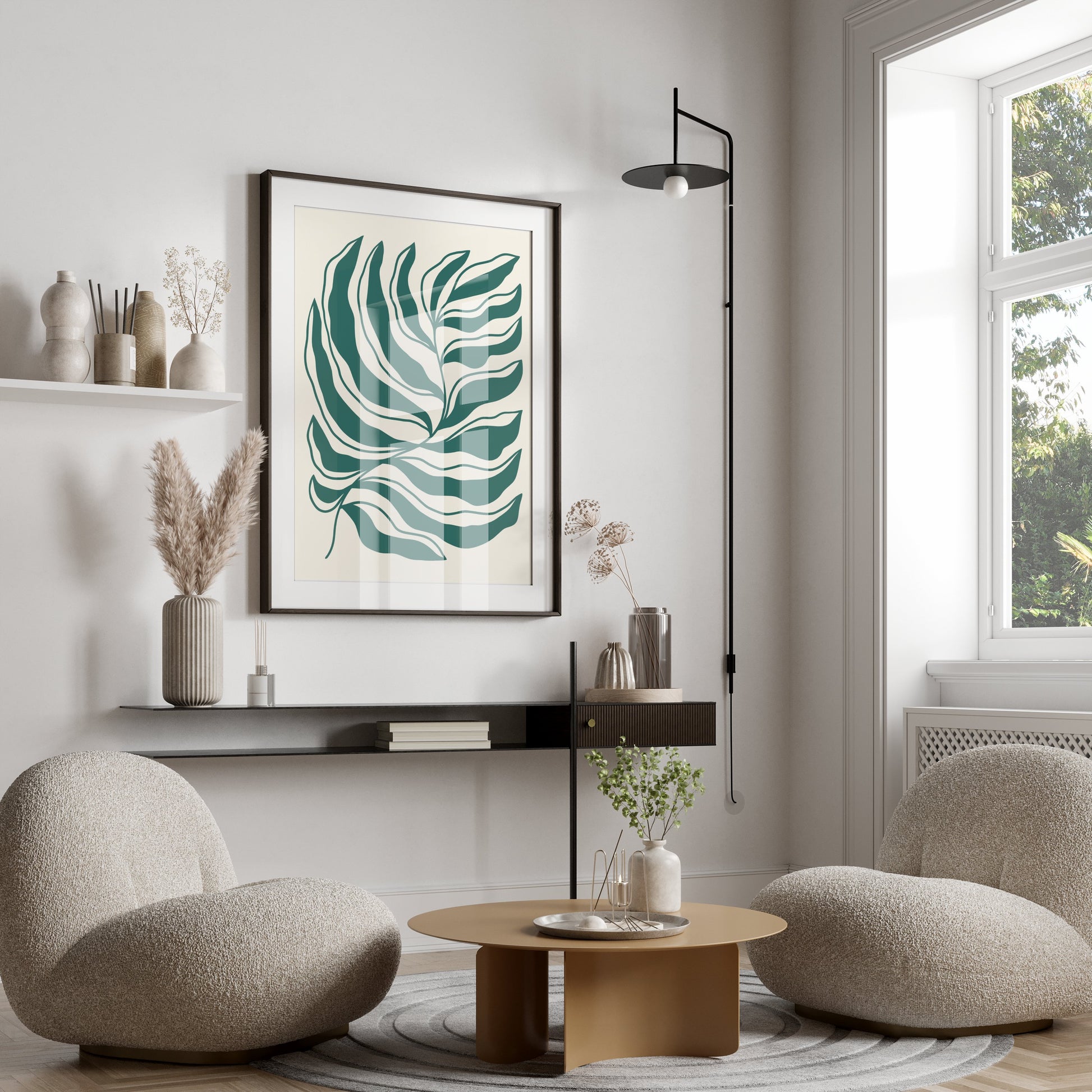 Premium Poster of Abstract Green Leaf Art Wall Posters