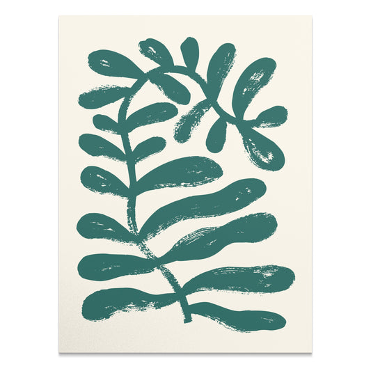 Premium Poster of Abstract Green Leaves on Beige Background Posters