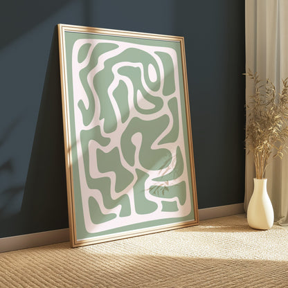 Premium Poster of Abstract Green Maze Pattern Wall Art Posters