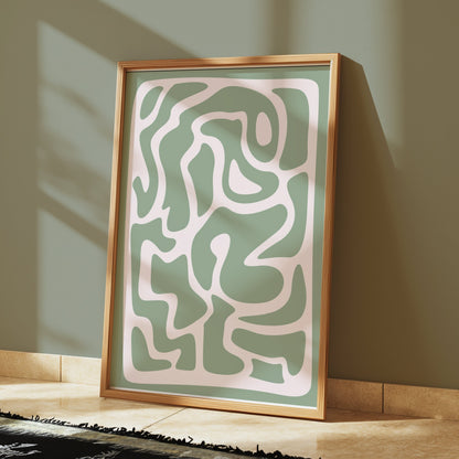 Premium Poster of Abstract Green Maze Pattern Wall Art Posters