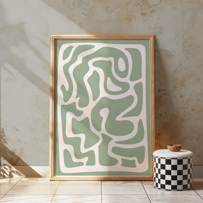 Premium Poster of Abstract Green Maze Pattern Wall Art Posters