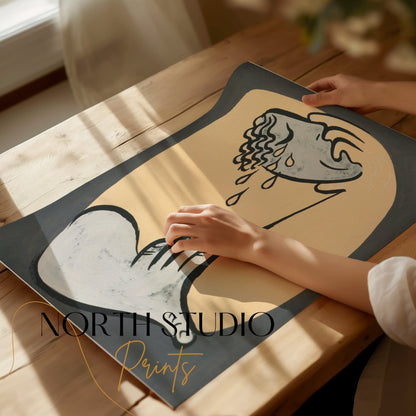 Premium Poster of Abstract Hand Holding Head by Wavy Tears Posters