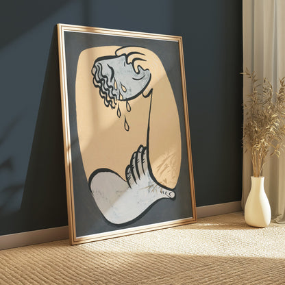 Premium Poster of Abstract Hand Holding Head by Wavy Tears Posters