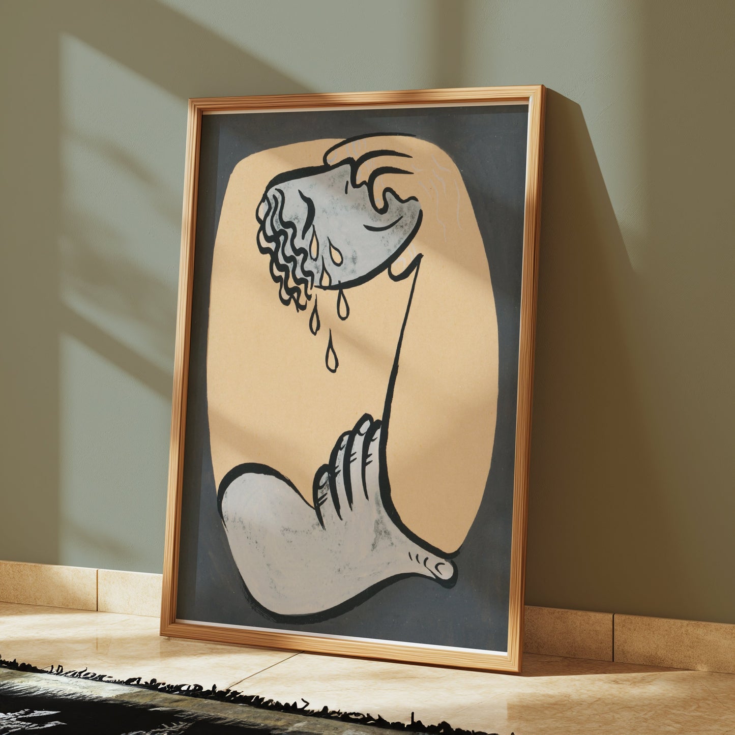 Premium Poster of Abstract Hand Holding Head by Wavy Tears Posters