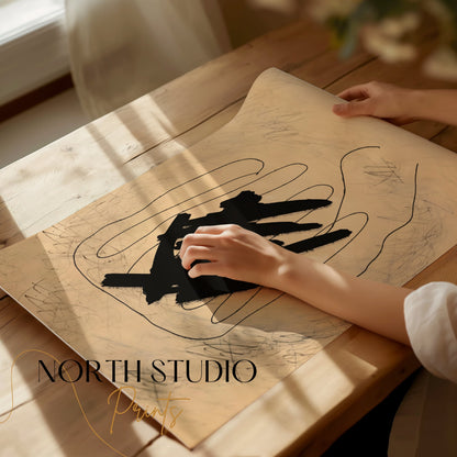 Premium Poster of Abstract Hand with Scribbles Modern Art Posters