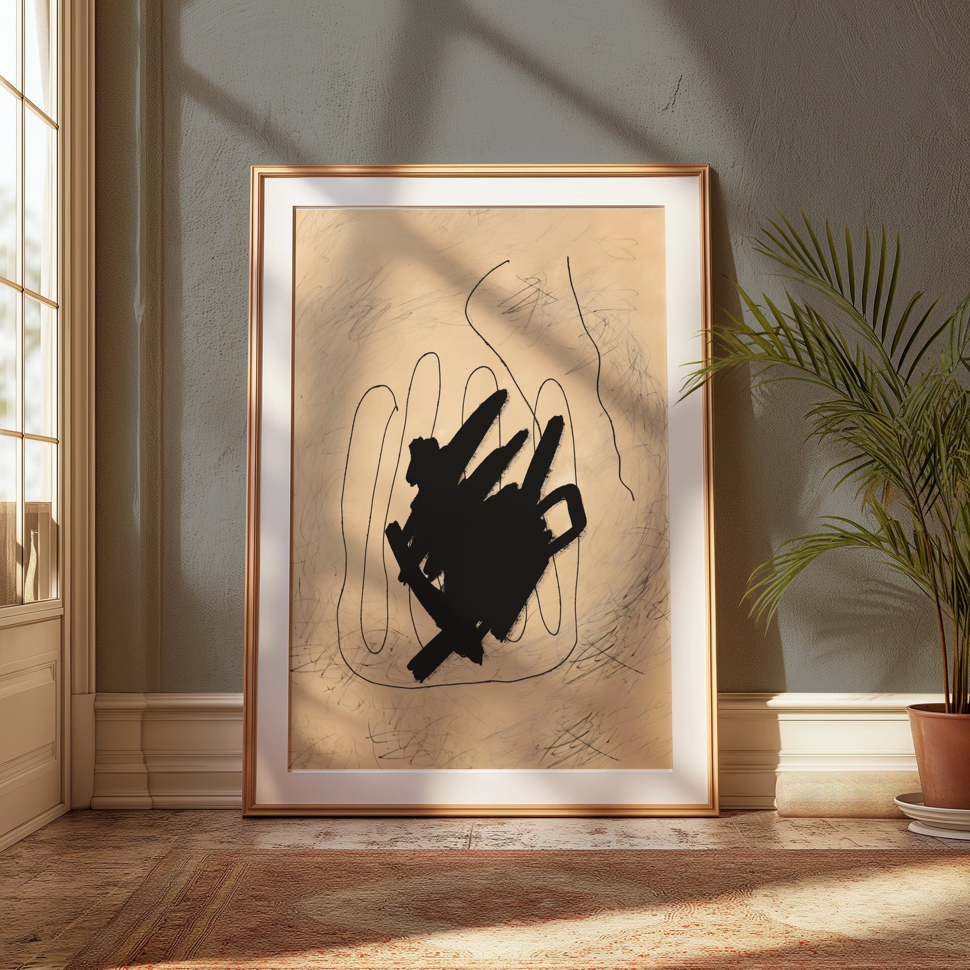 Premium Poster of Abstract Hand with Scribbles Modern Art Posters