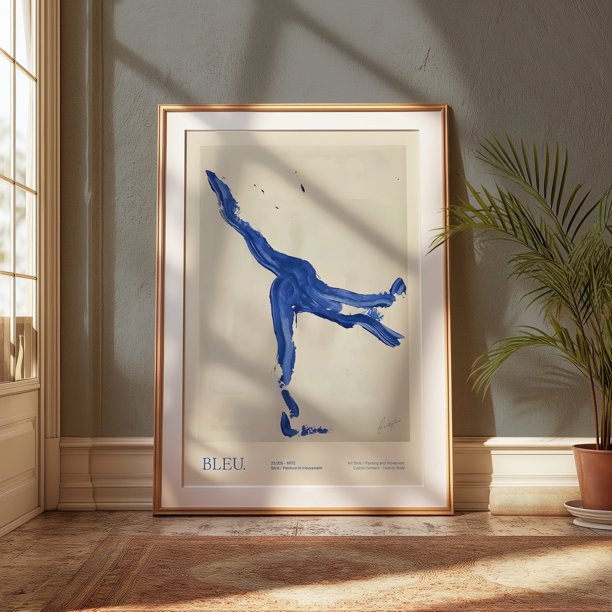 Premium Poster of Abstract Human Movement Blue Art Posters