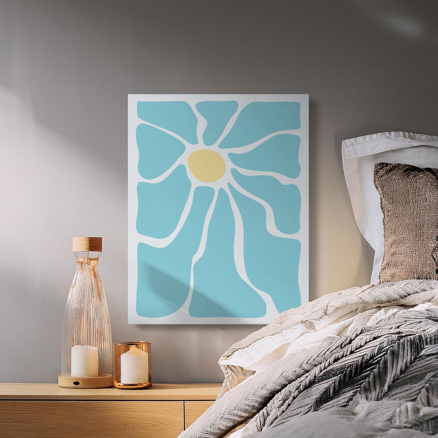 Premium Poster of Abstract Light Blue Floral Wall Art Canvas Wraps