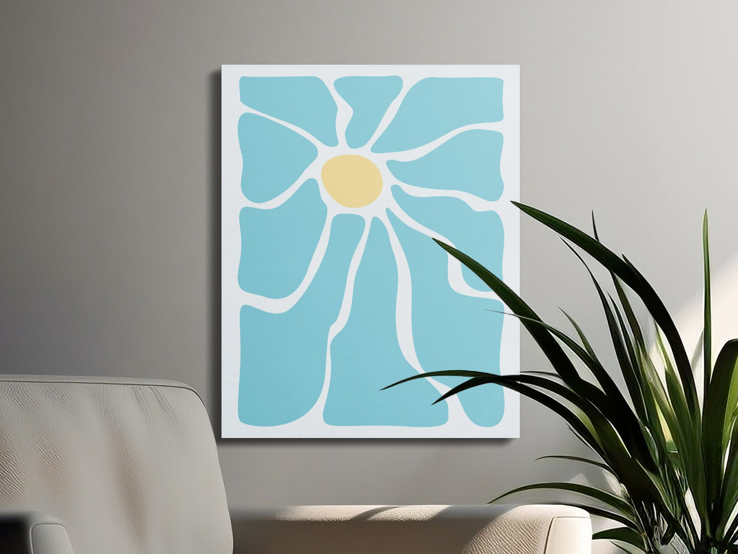 Premium Poster of Abstract Light Blue Floral Wall Art Canvas Wraps