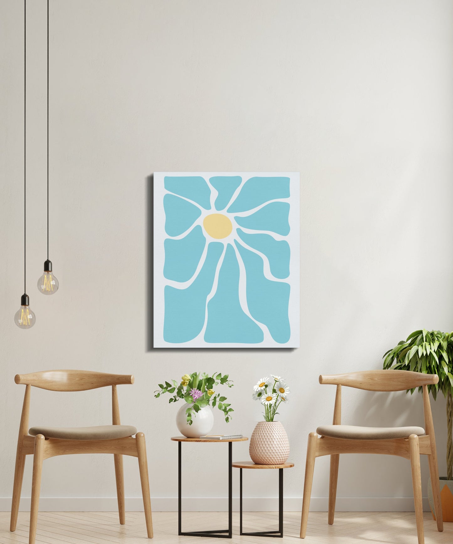Premium Poster of Abstract Light Blue Floral Wall Art Canvas Wraps