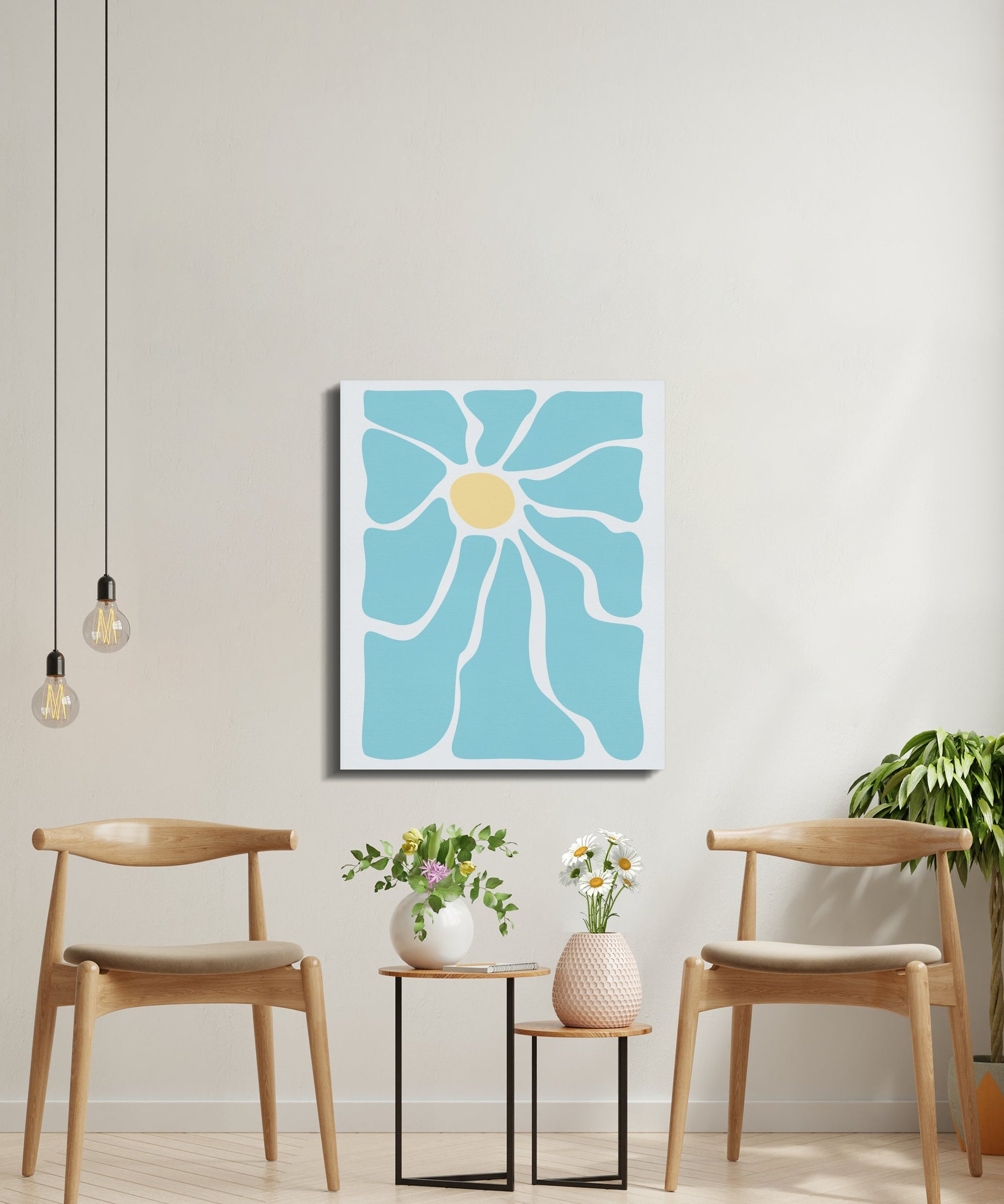 Premium Poster of Abstract Light Blue Floral Wall Art Canvas Wraps
