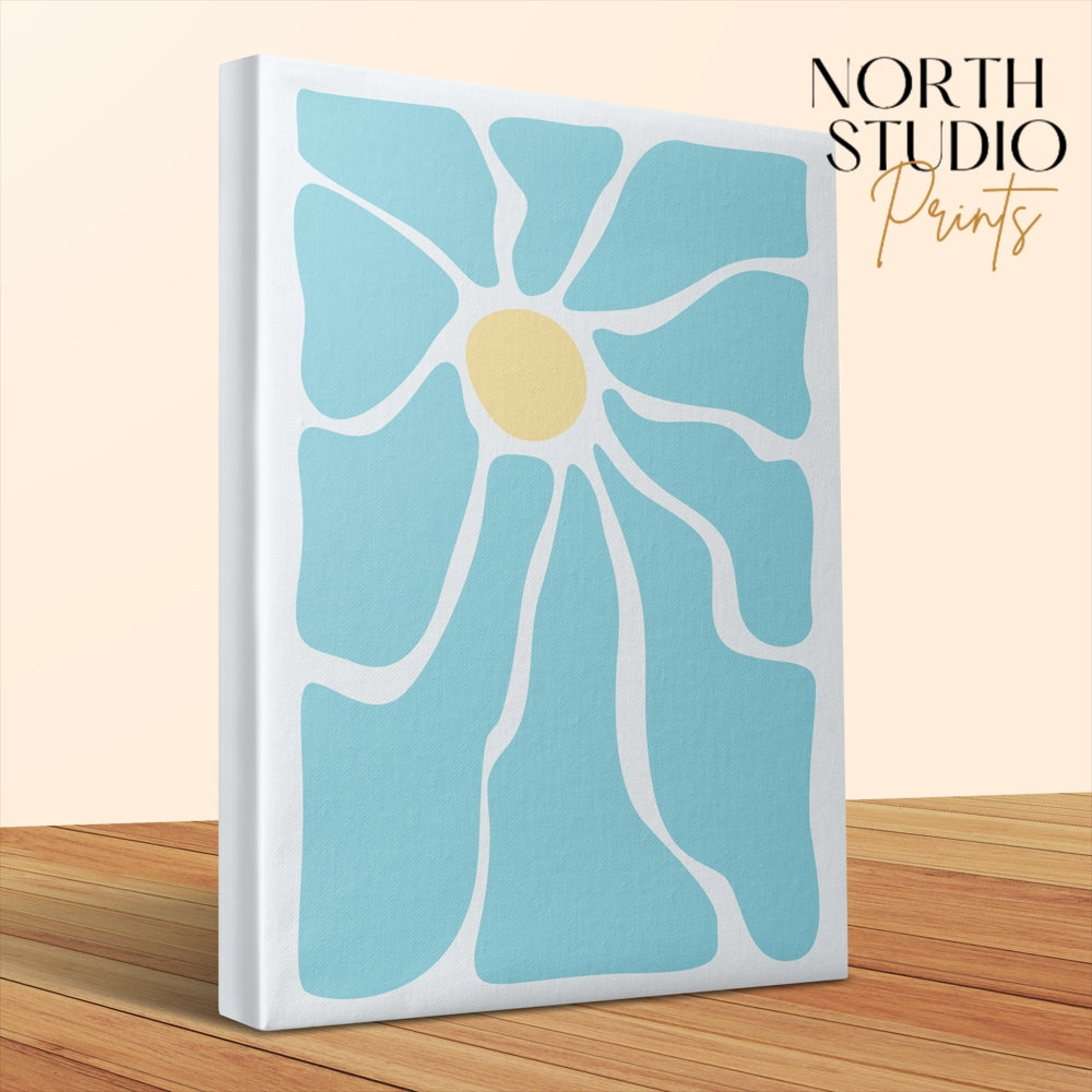 Premium Poster of Abstract Light Blue Floral Wall Art Canvas Wraps