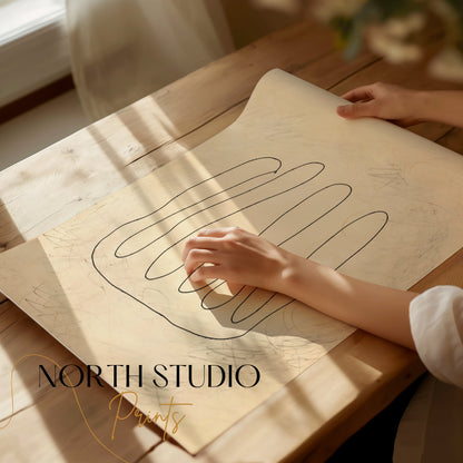 Premium Poster of Abstract Line Art with Neutral Background Posters