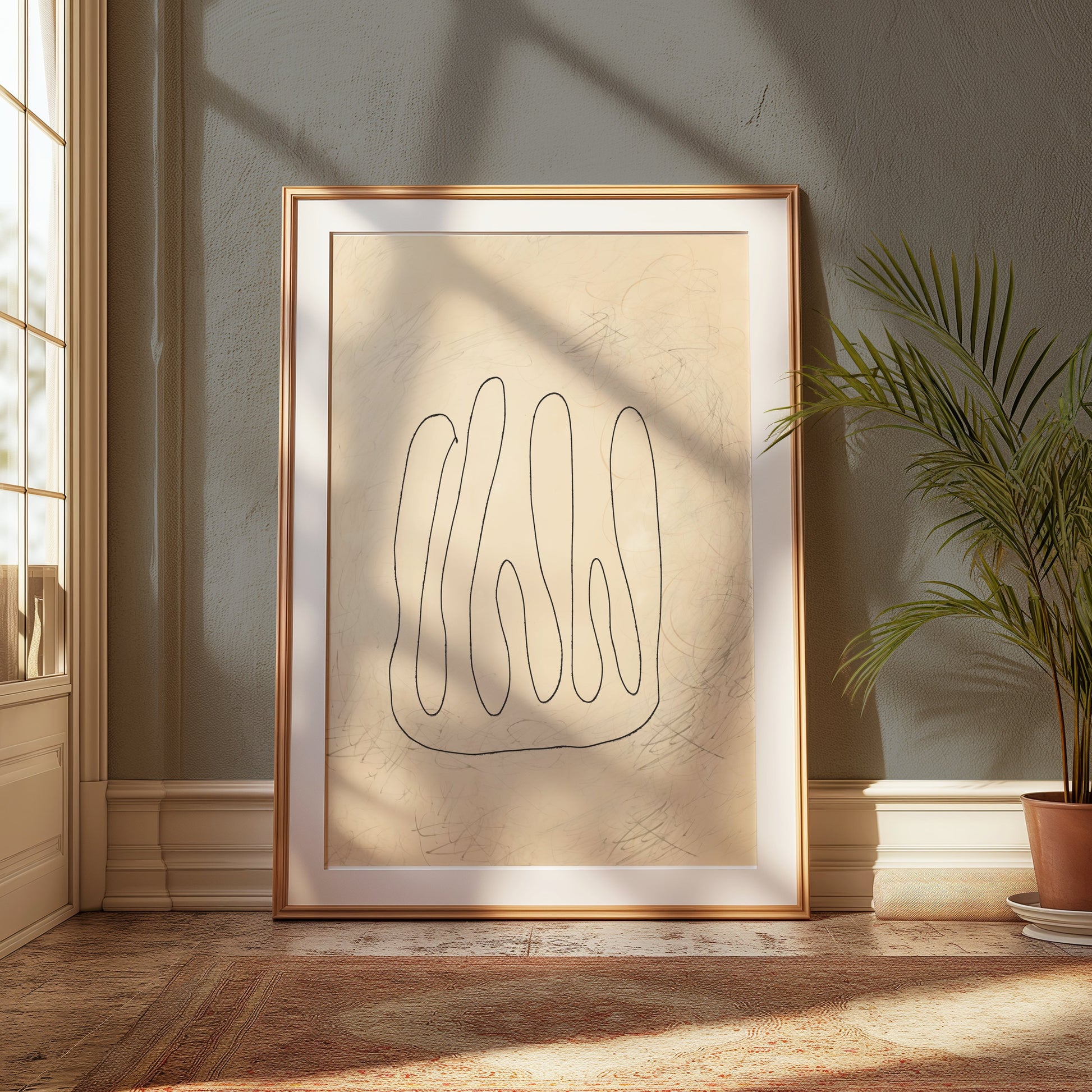 Premium Poster of Abstract Line Art with Neutral Background Posters