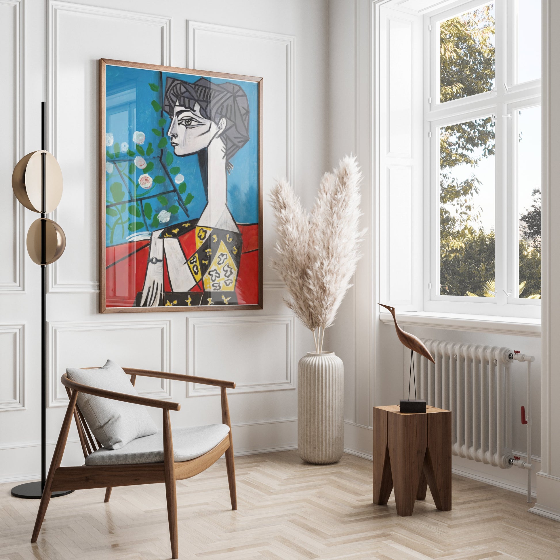 Premium Poster of Abstract Modern Art Woman in Red Chair Posters